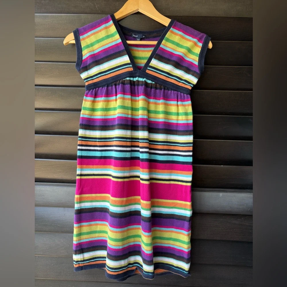 Gap Kids Girls Size 10 Cotton Stripe Knit Colorful Sweater Dress